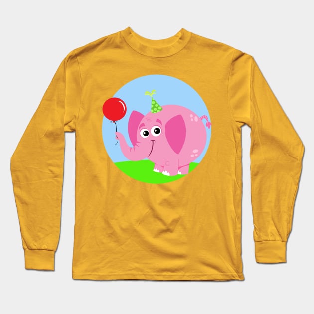 Happy Birthday elephant Long Sleeve T-Shirt by richhwalsh